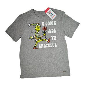 LIfe is Good Dr. Suess Grinch O Come All Ye Grateful Gray Tee Men's Size Small